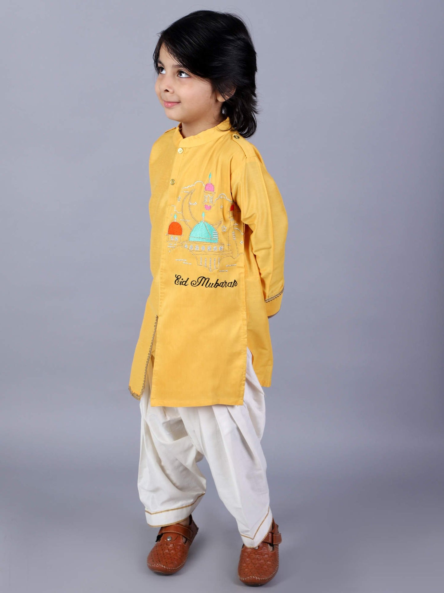 EID MUBARAK EMBROIDERED KURTA WITH SALWAR