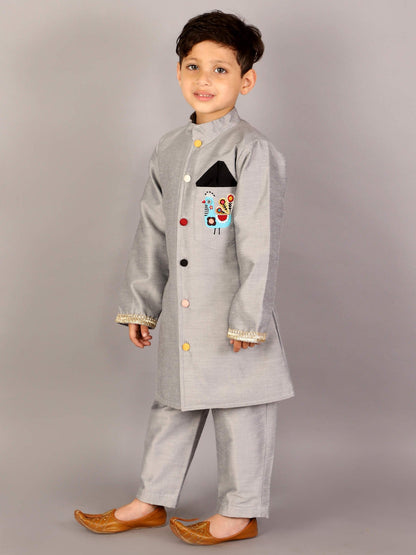 GREY BANDHGALA SET WITH TROUSERS