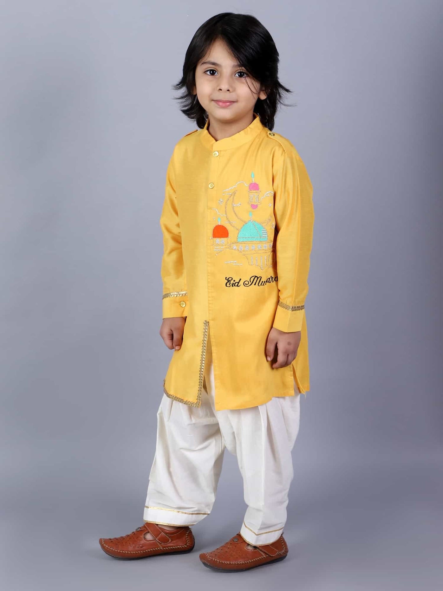 EID MUBARAK EMBROIDERED KURTA WITH SALWAR