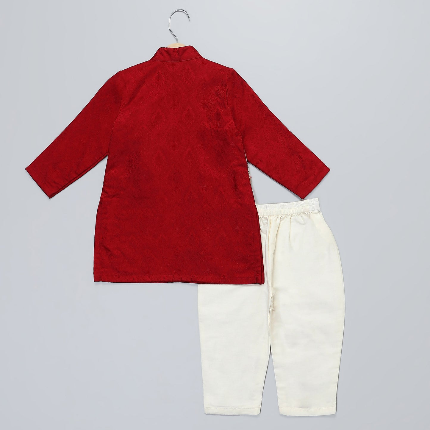 MAROON MUGHAL PRINTED KURTA PYJAMA SET