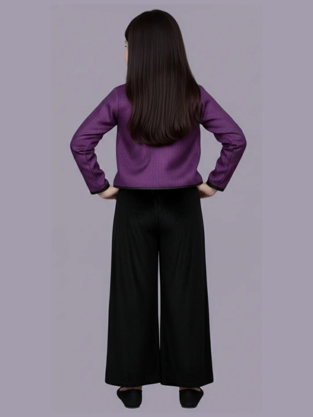 Glam up Girls Party Violet Jacket and Black Pant