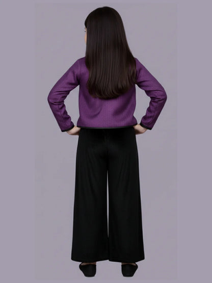 Glam up Girls Party Violet Jacket and Black Pant