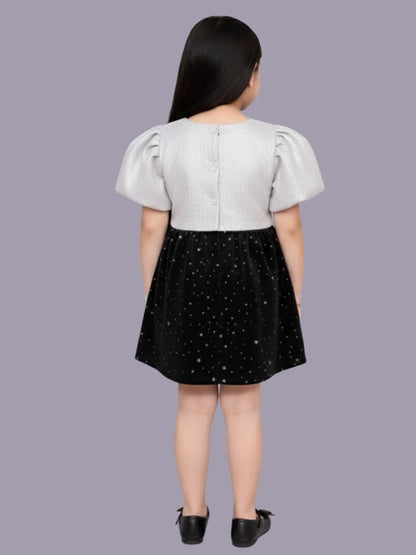 Glam up Girls Party White Top with Black Skirt