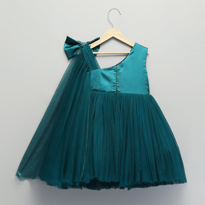 GREEN SATIN DRESS