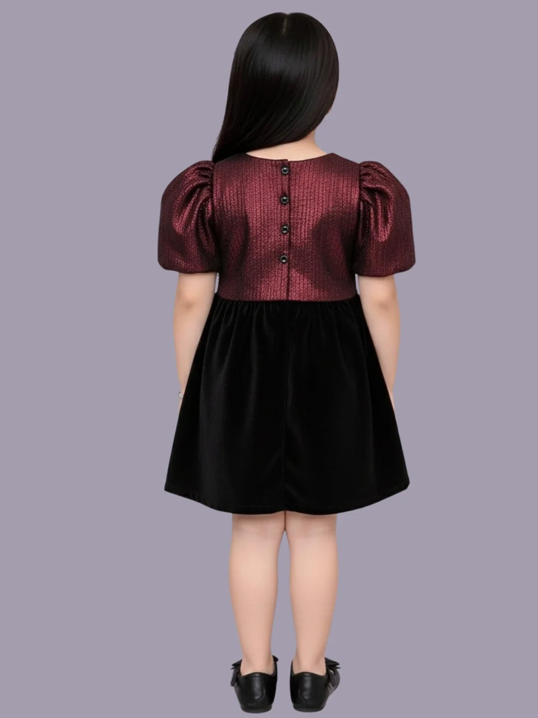 Glam up Girls Party Maroon Top with Black Skirt