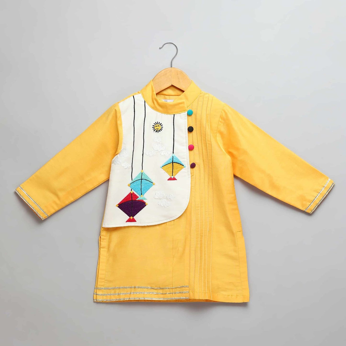 KITE EMBROIDERED YELLOW KURTA PYJAMA SET