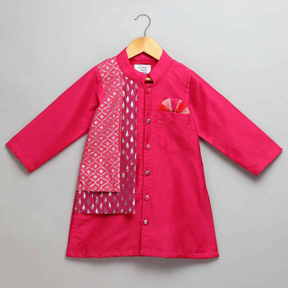 PINK KURTA PYJAMA WITH ATTACHED JACKET