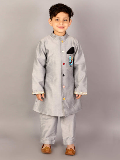 GREY BANDHGALA SET WITH TROUSERS