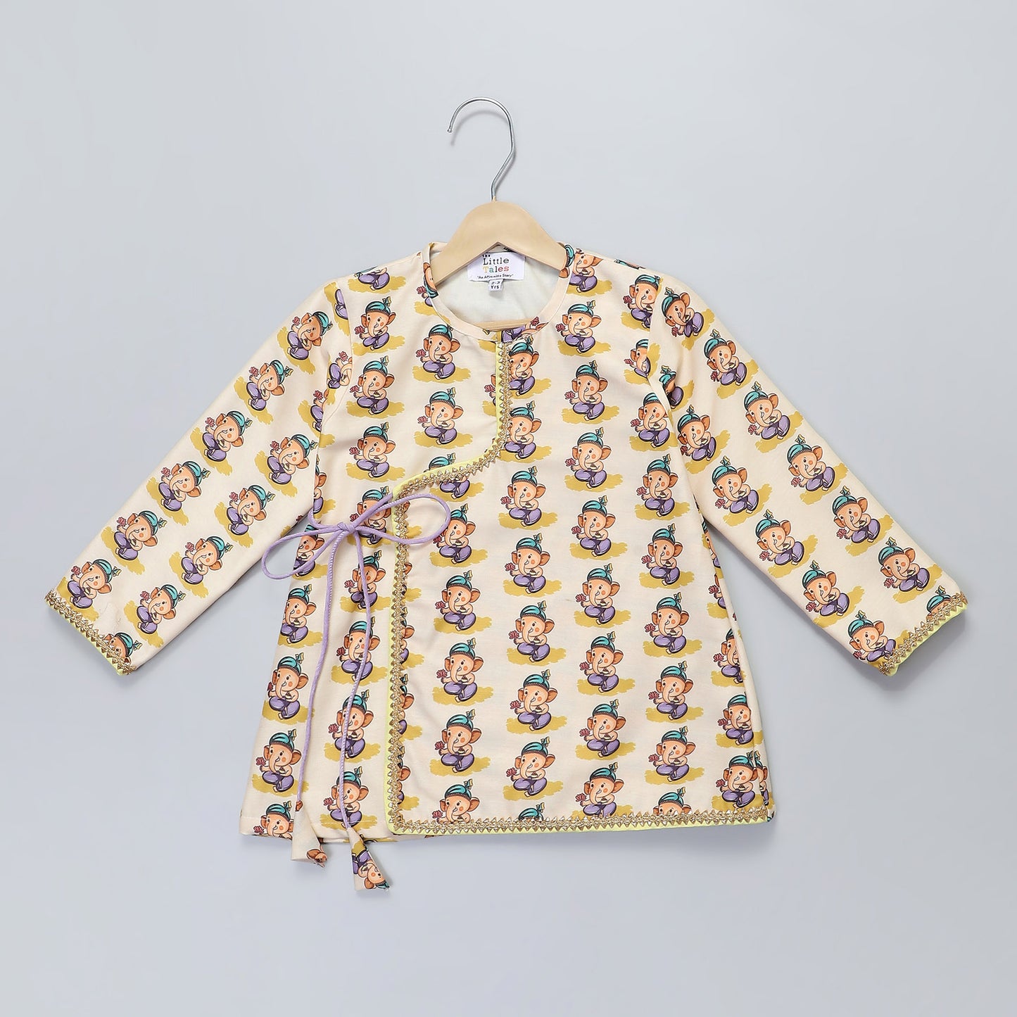 PURPLE COLOR /GANESH PRINT KURTA DHOTI SET