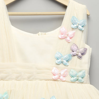 OFF WHITE NET 3D BUTTERFLY DRESS