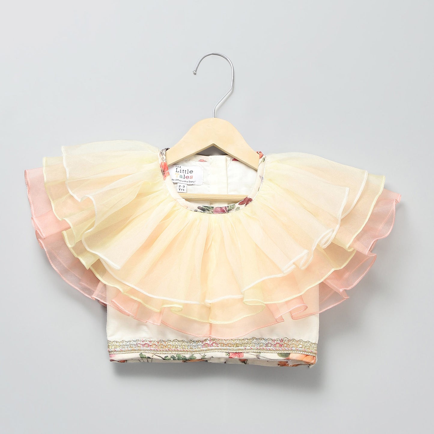 MULTI COLOR ORGANZA FRILL  WITH PRINTED LEHNGA SET