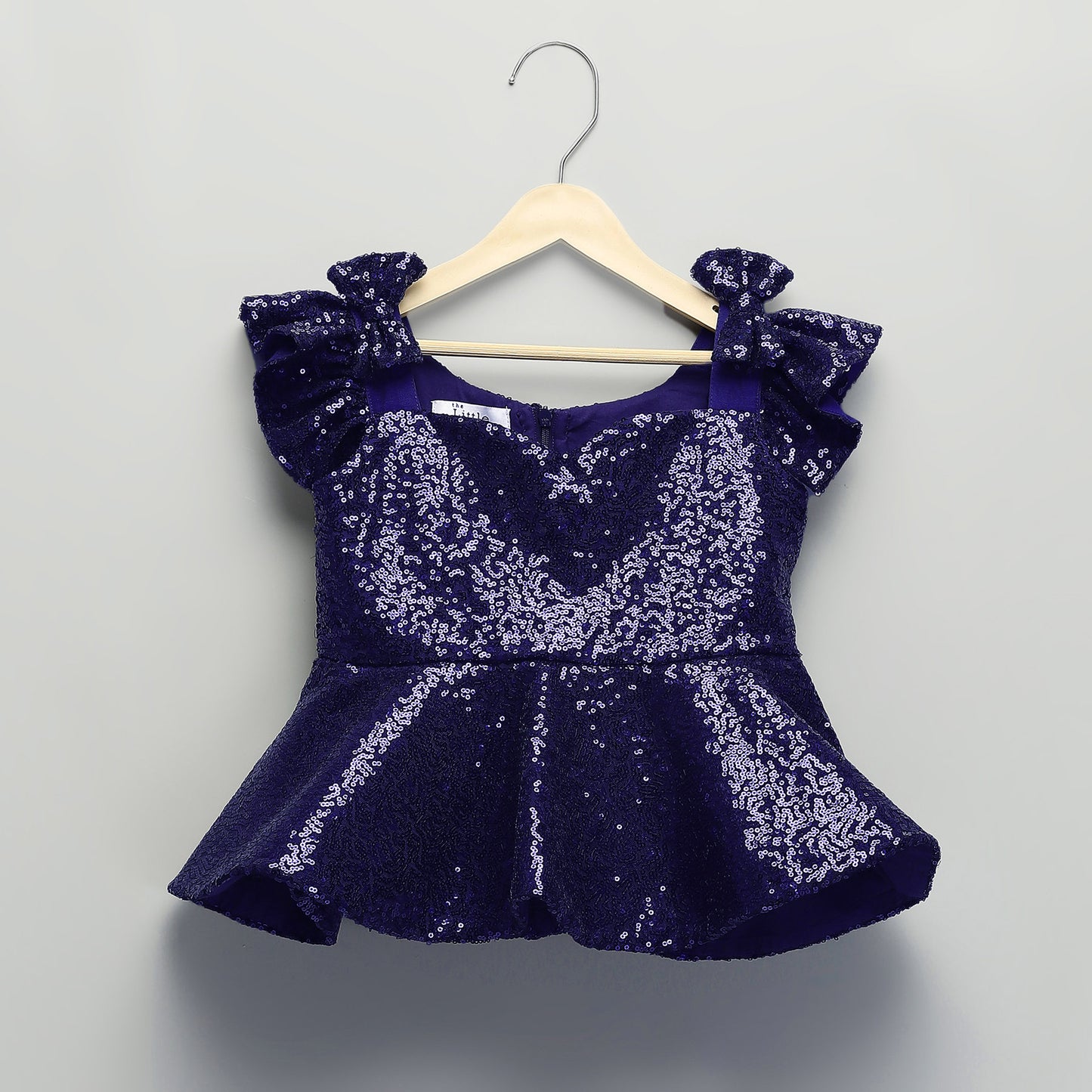 BLUE SEQUINS PEPLUM DRESS