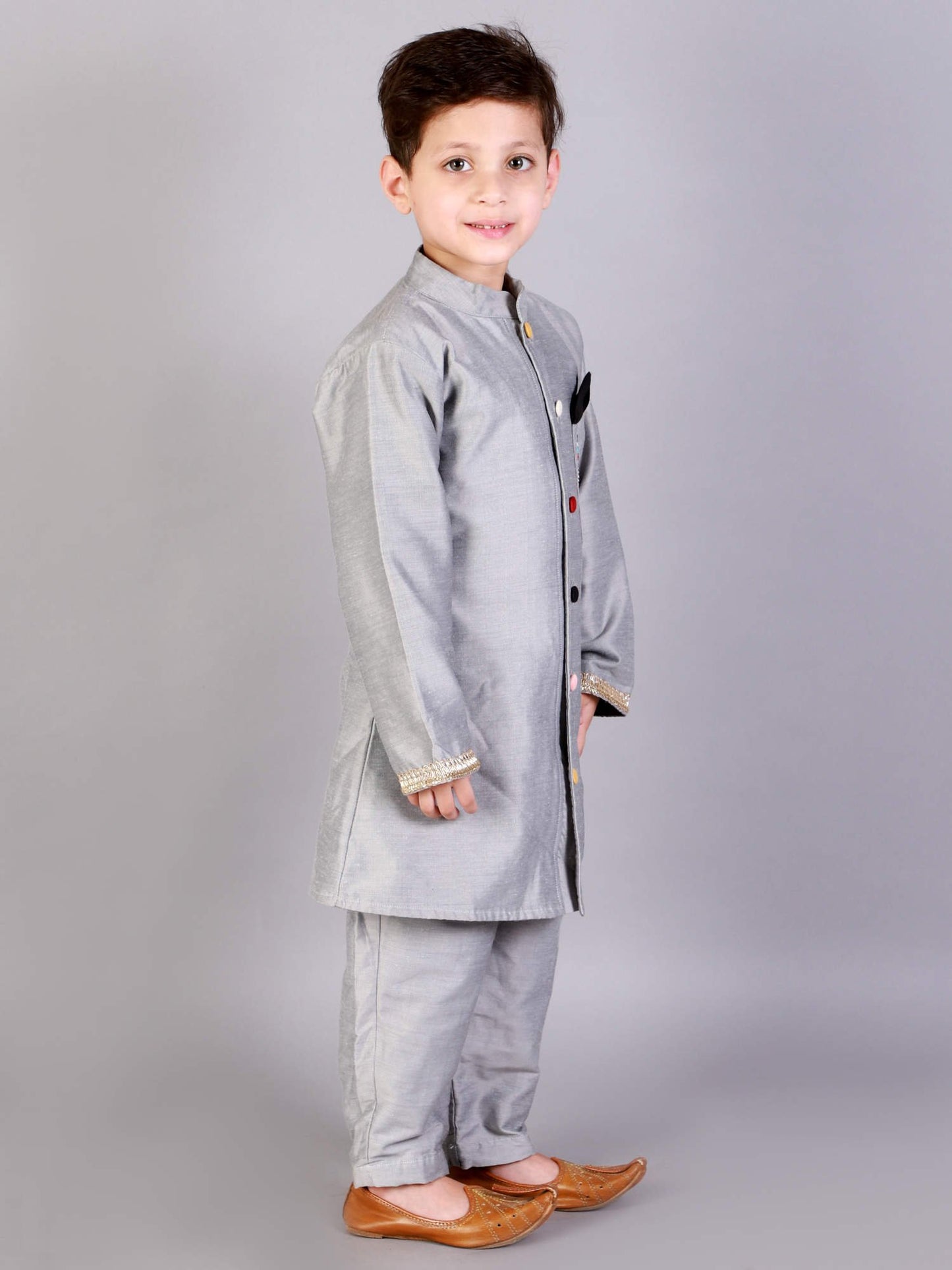 GREY BANDHGALA SET WITH TROUSERS