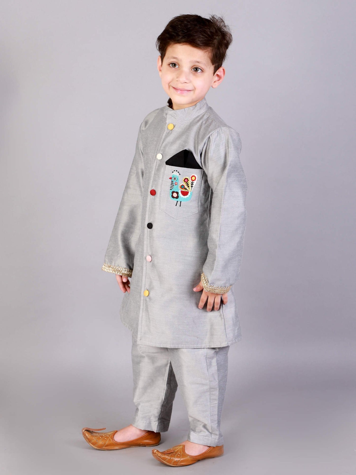 GREY BANDHGALA SET WITH TROUSERS