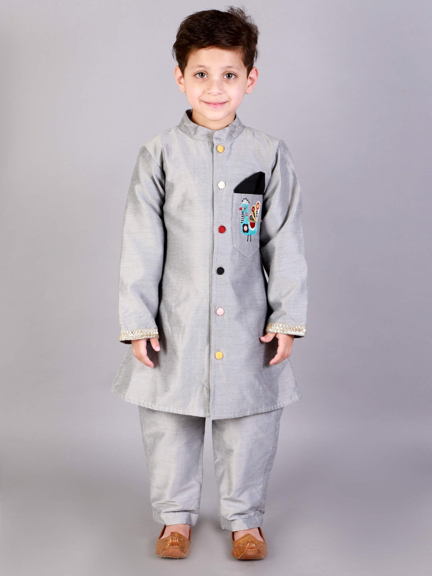 GREY BANDHGALA SET WITH TROUSERS