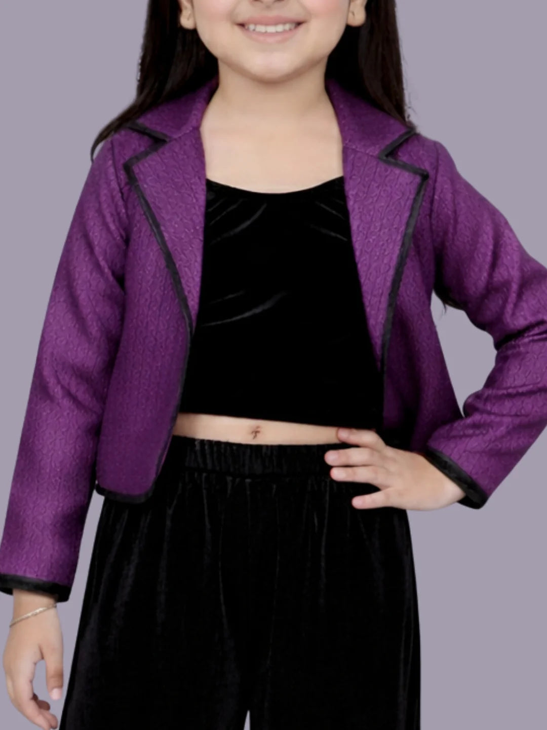 Glam up Girls Party Violet Jacket and Black Pant