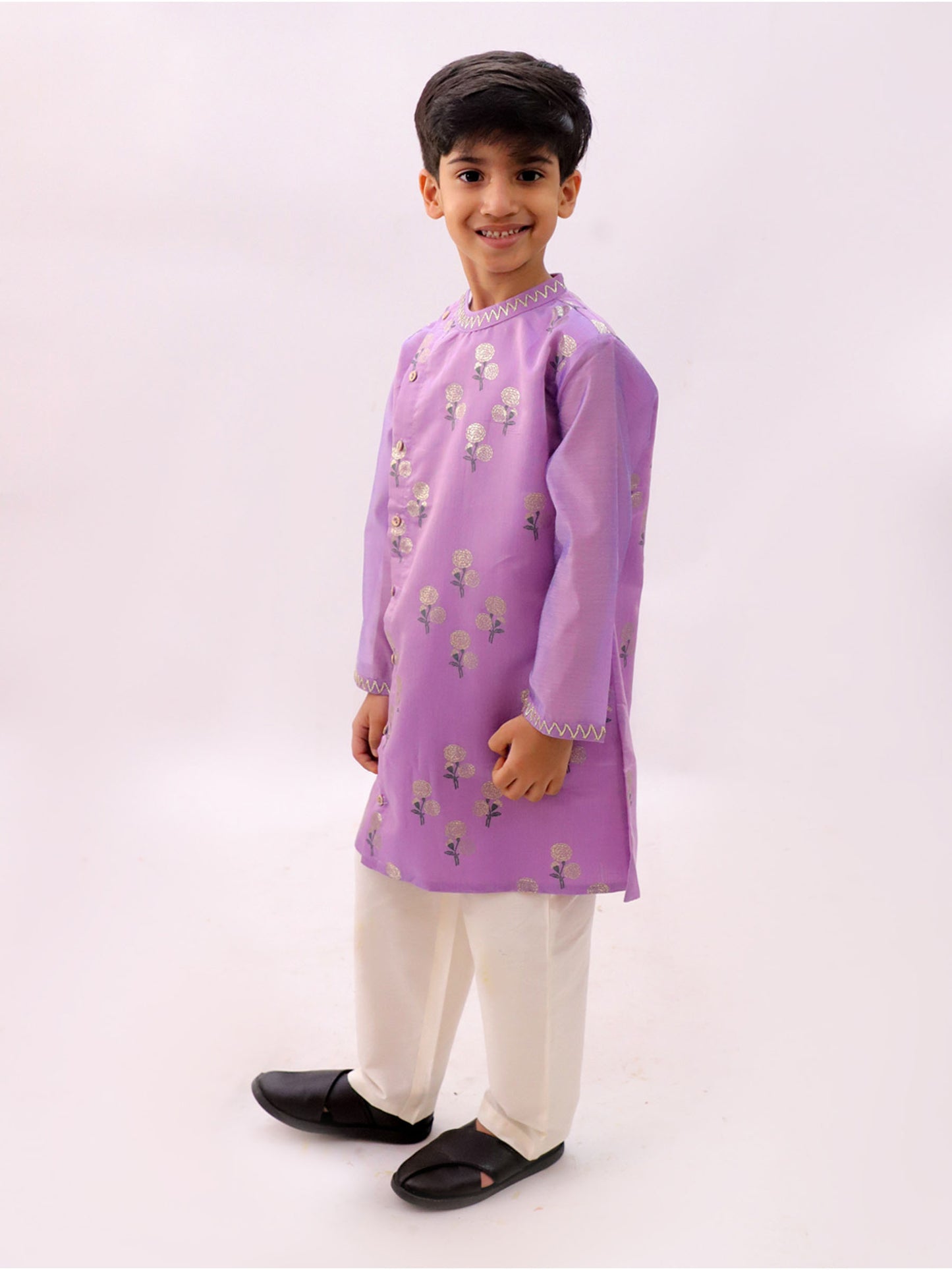 Mishti Purple Kurta Pyjama Set For Boys