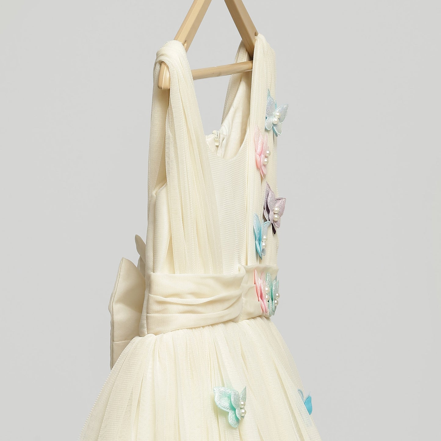 OFF WHITE NET 3D BUTTERFLY DRESS