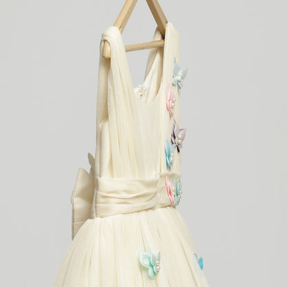 OFF WHITE NET 3D BUTTERFLY DRESS