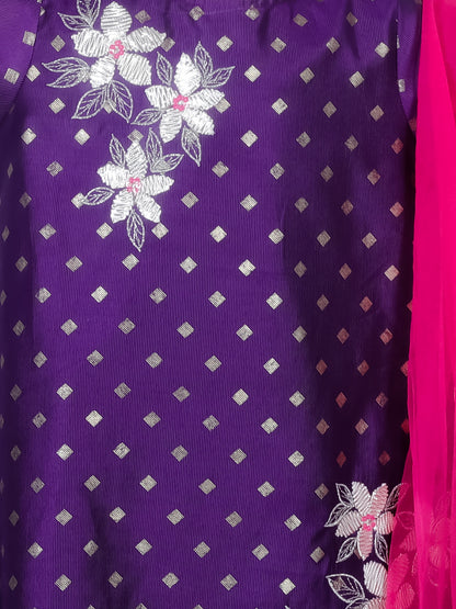 Ethnic Girls Purple Kurta with Sharara set