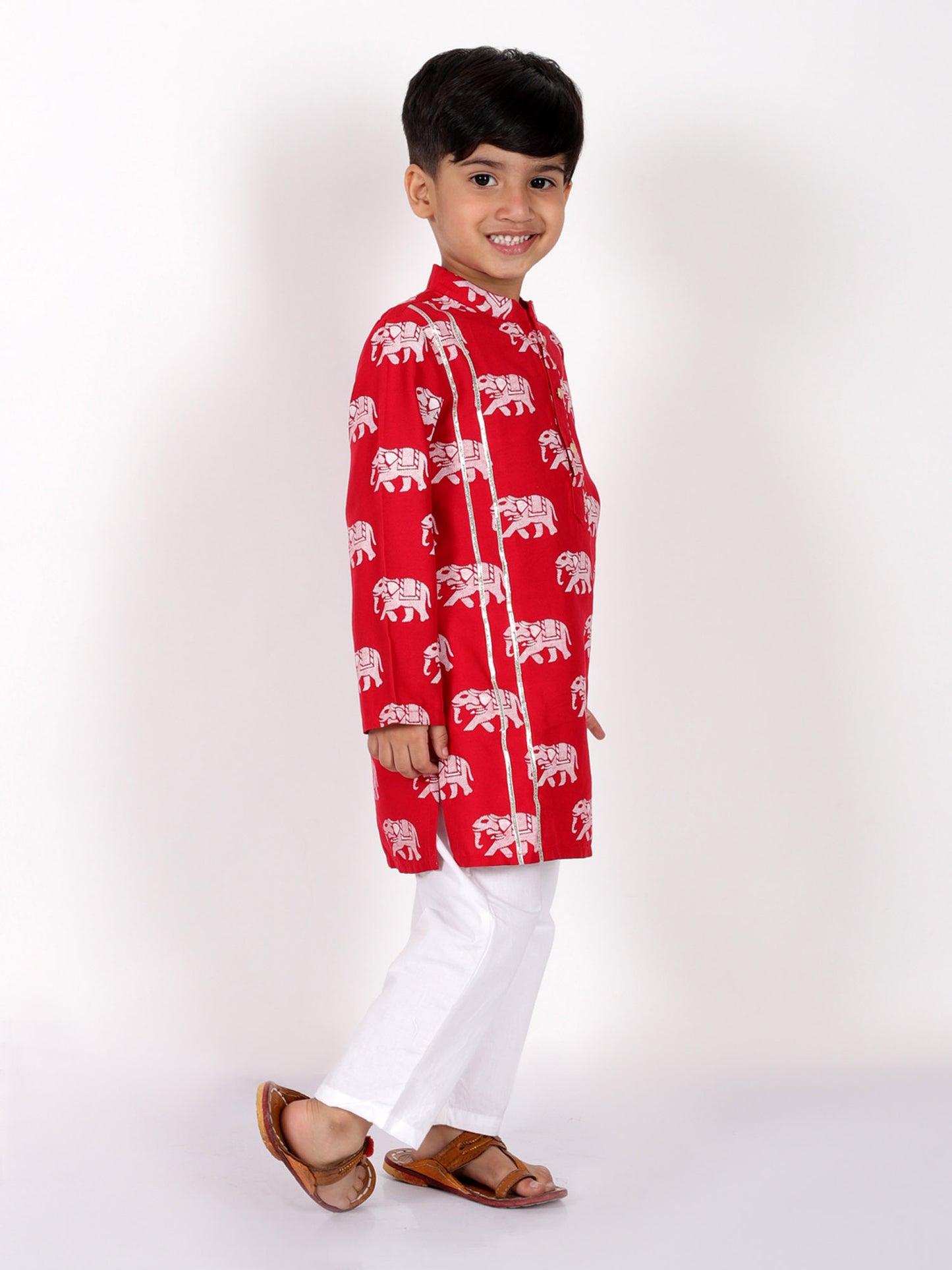 Trunk Tales Boys Red Kurta with Pant set