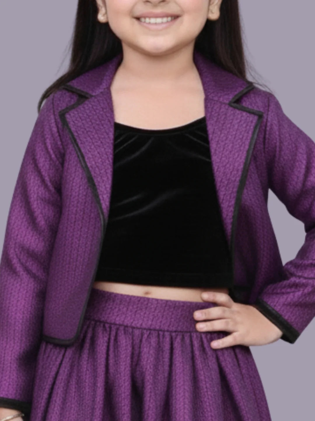 Glam up Girls Party Violet Jacket and Skirt