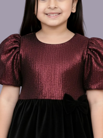 Glam up Girls Party Maroon Top with Black Skirt