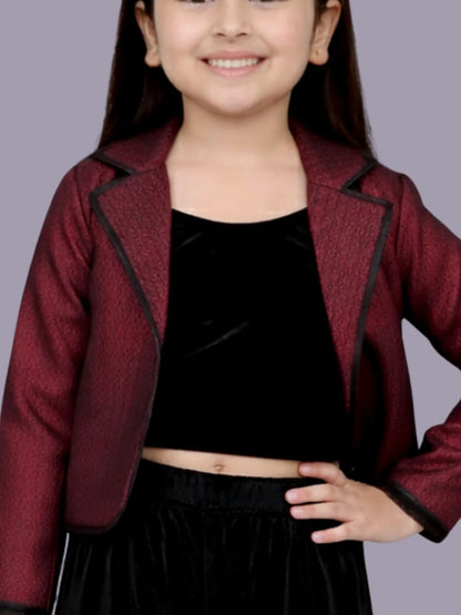 Glam up Girls Party Maroon Jacket and Black Pant