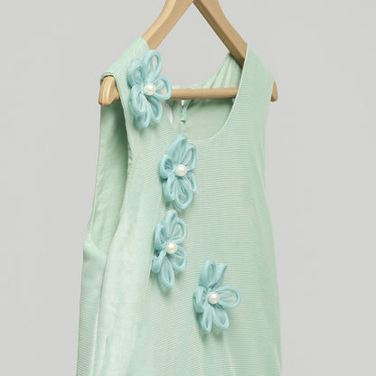 GREEN 3D FLOWER DRESS