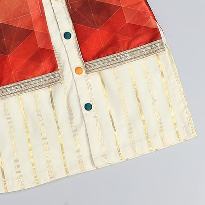 OFF WHITE  KURTA WITH MULTI COLORATTACHED JACKET AND PYJAMA