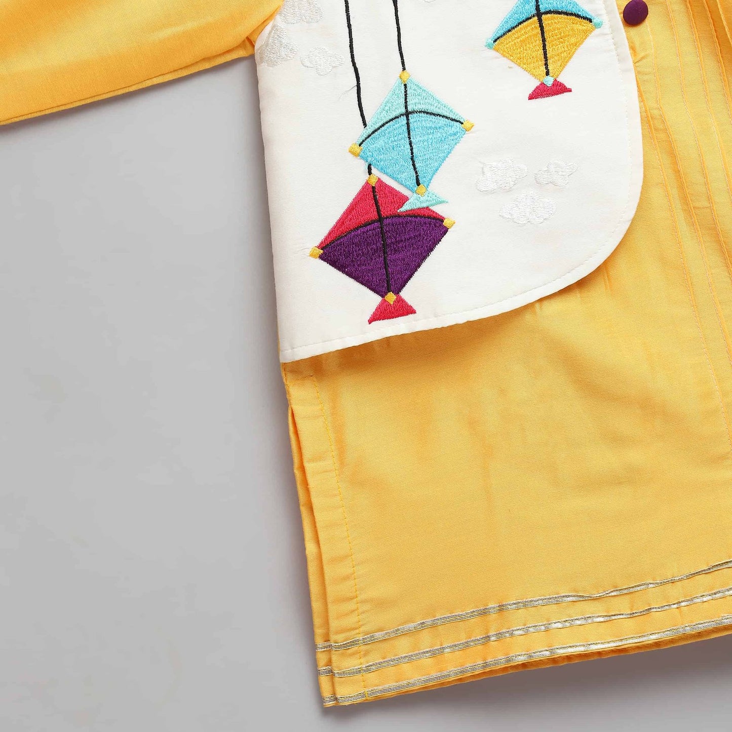 KITE EMBROIDERED YELLOW KURTA PYJAMA SET