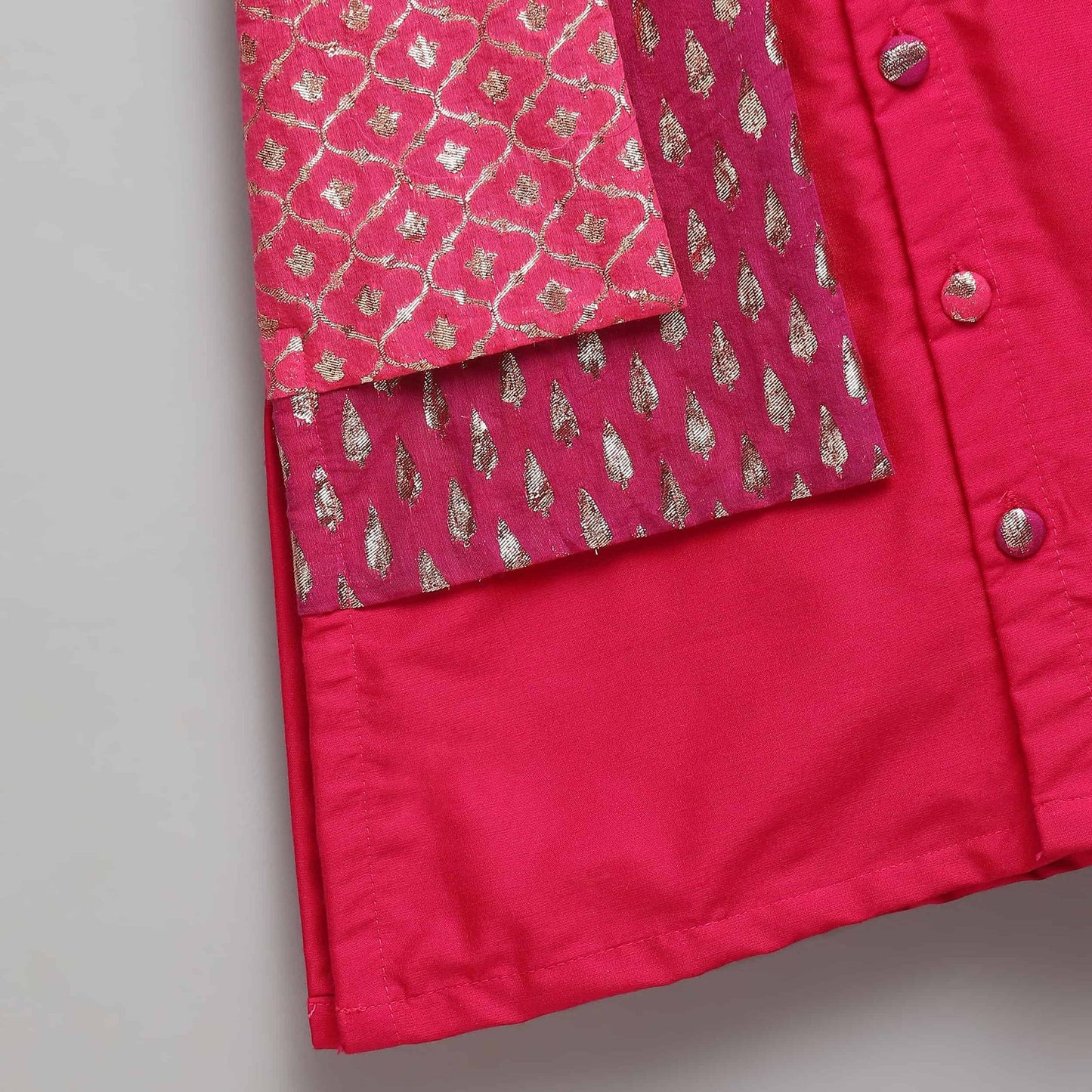 PINK KURTA PYJAMA WITH ATTACHED JACKET