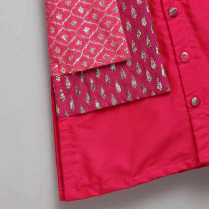 PINK KURTA PYJAMA WITH ATTACHED JACKET