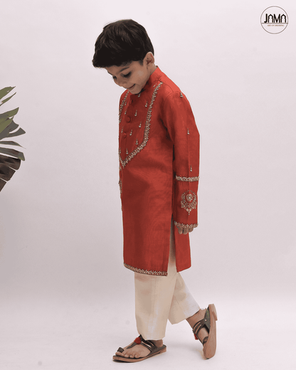 BRICK RED KURTA & CREAM PANT