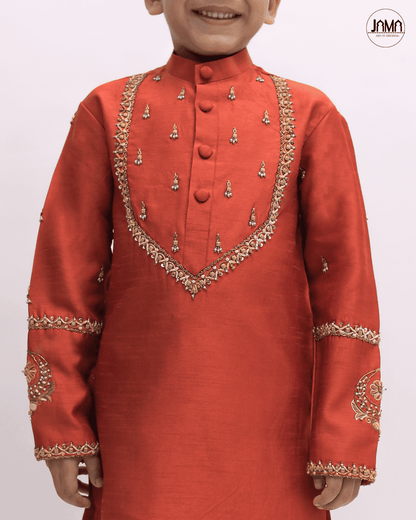 BRICK RED KURTA & CREAM PANT