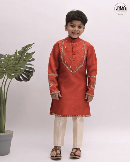 BRICK RED KURTA & CREAM PANT