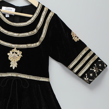 BLACK COLOR ANARKALI SET WITH DUPPATA