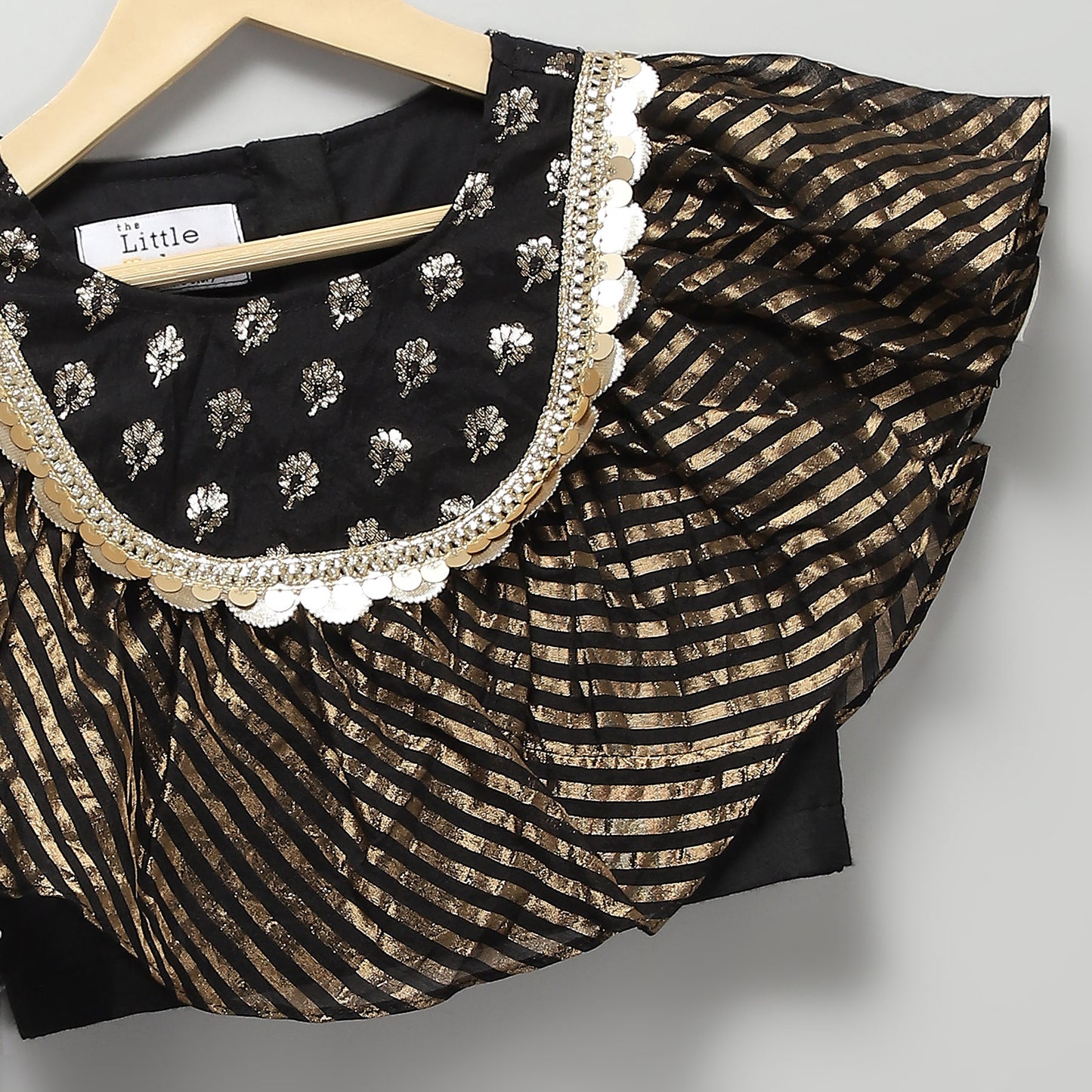 BLACK CHANDERI FRILL LEHNGA SET