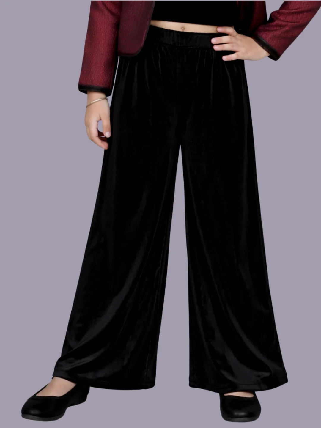 Glam up Girls Party Maroon Jacket and Black Pant