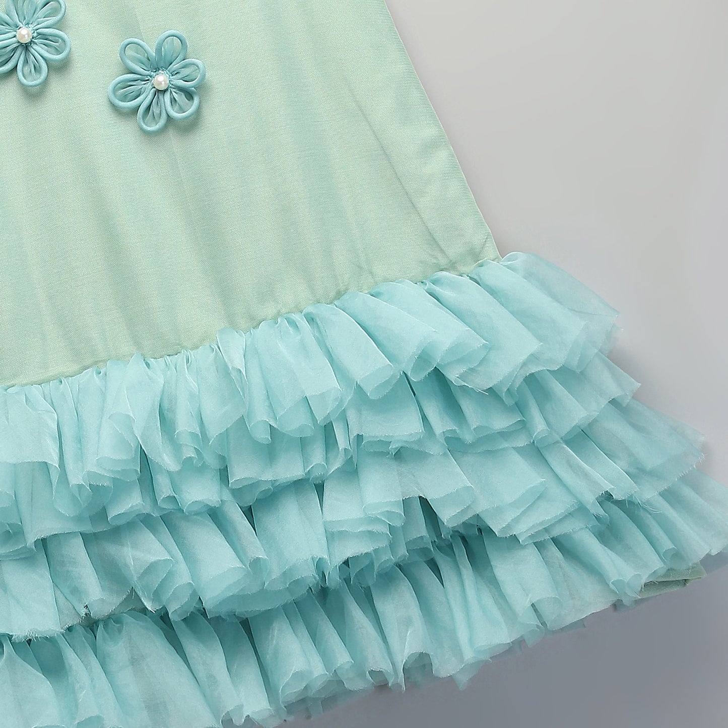 GREEN 3D FLOWER DRESS