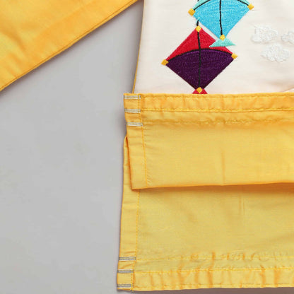 KITE EMBROIDERED YELLOW KURTA PYJAMA SET