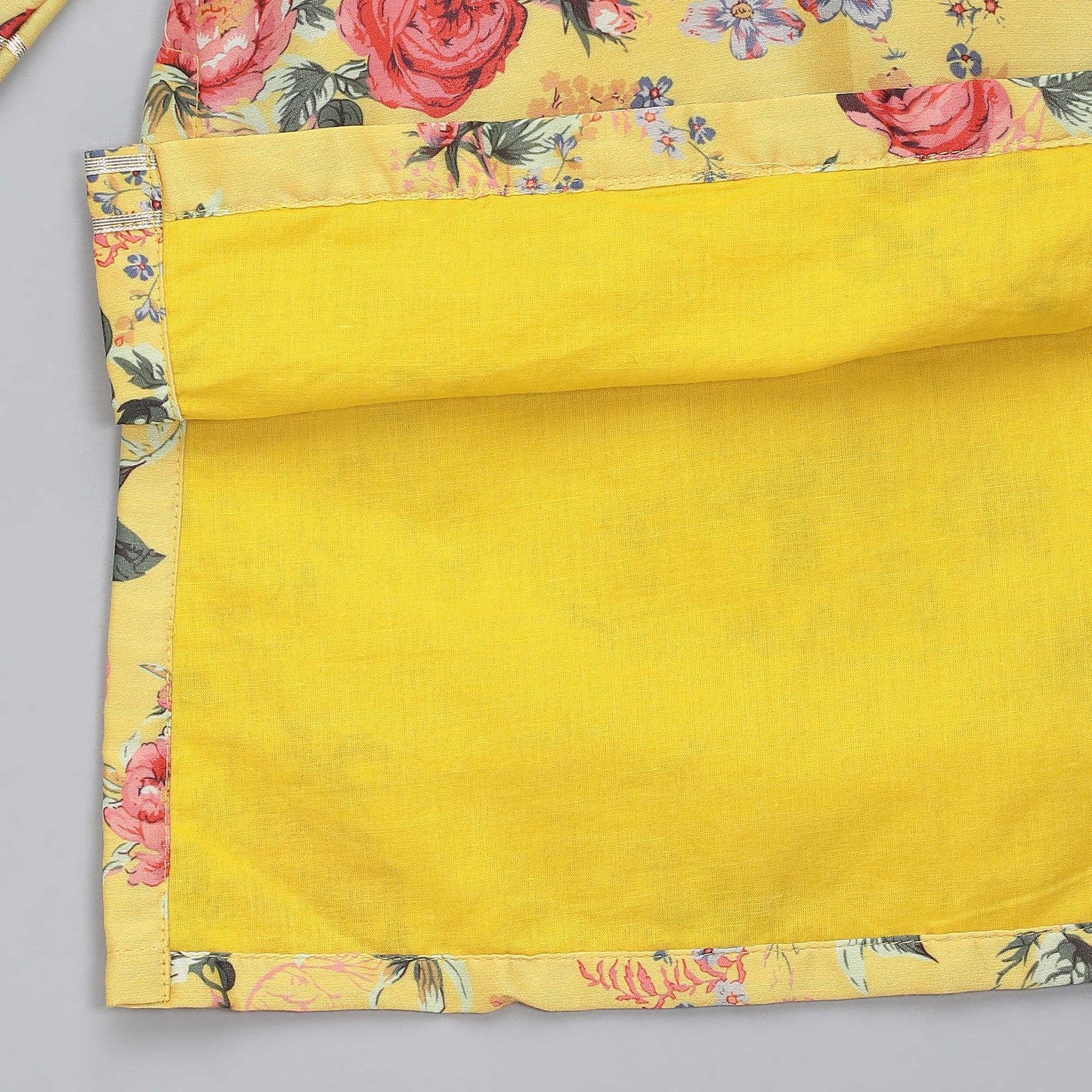 YELLOW PRINTED  KURTA PYJAMA SET WITH ATTACHED PRINT PANEL