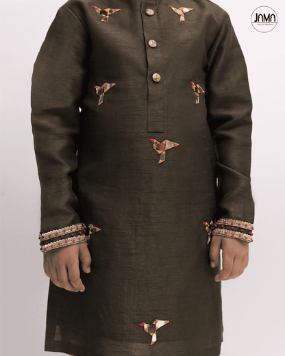 OLIVE GREEN KURTA & CREAM PANT