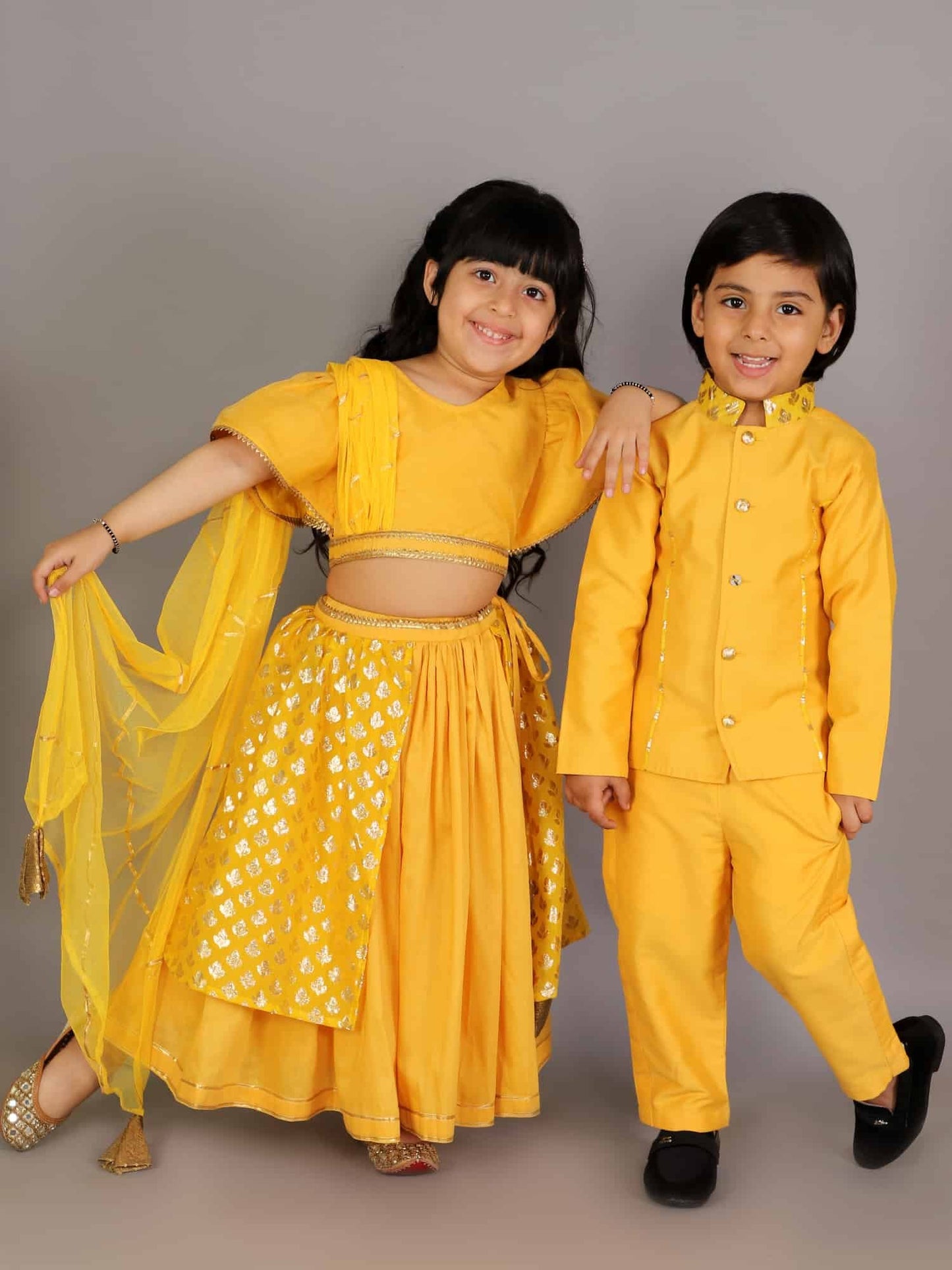 MUSTARD YELLOW SILK BANDHGALA SET