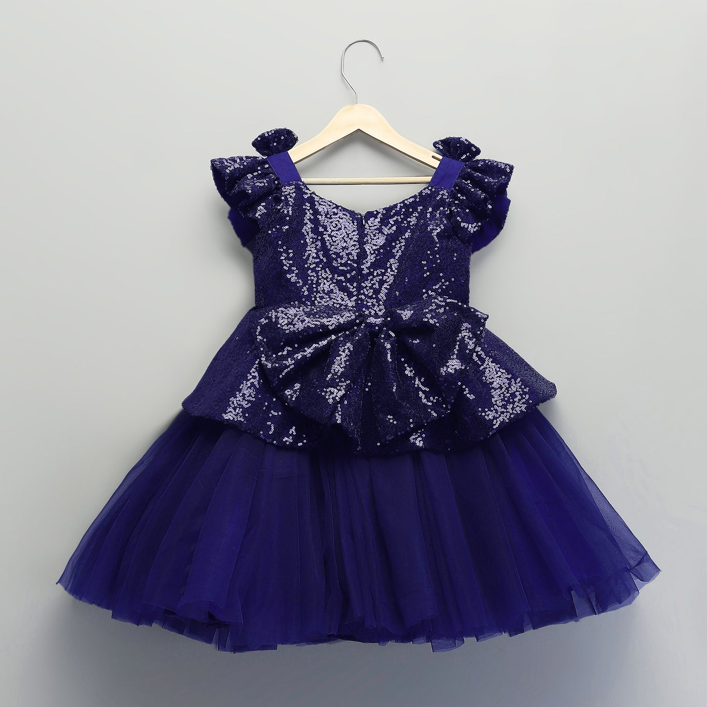 BLUE SEQUINS PEPLUM DRESS