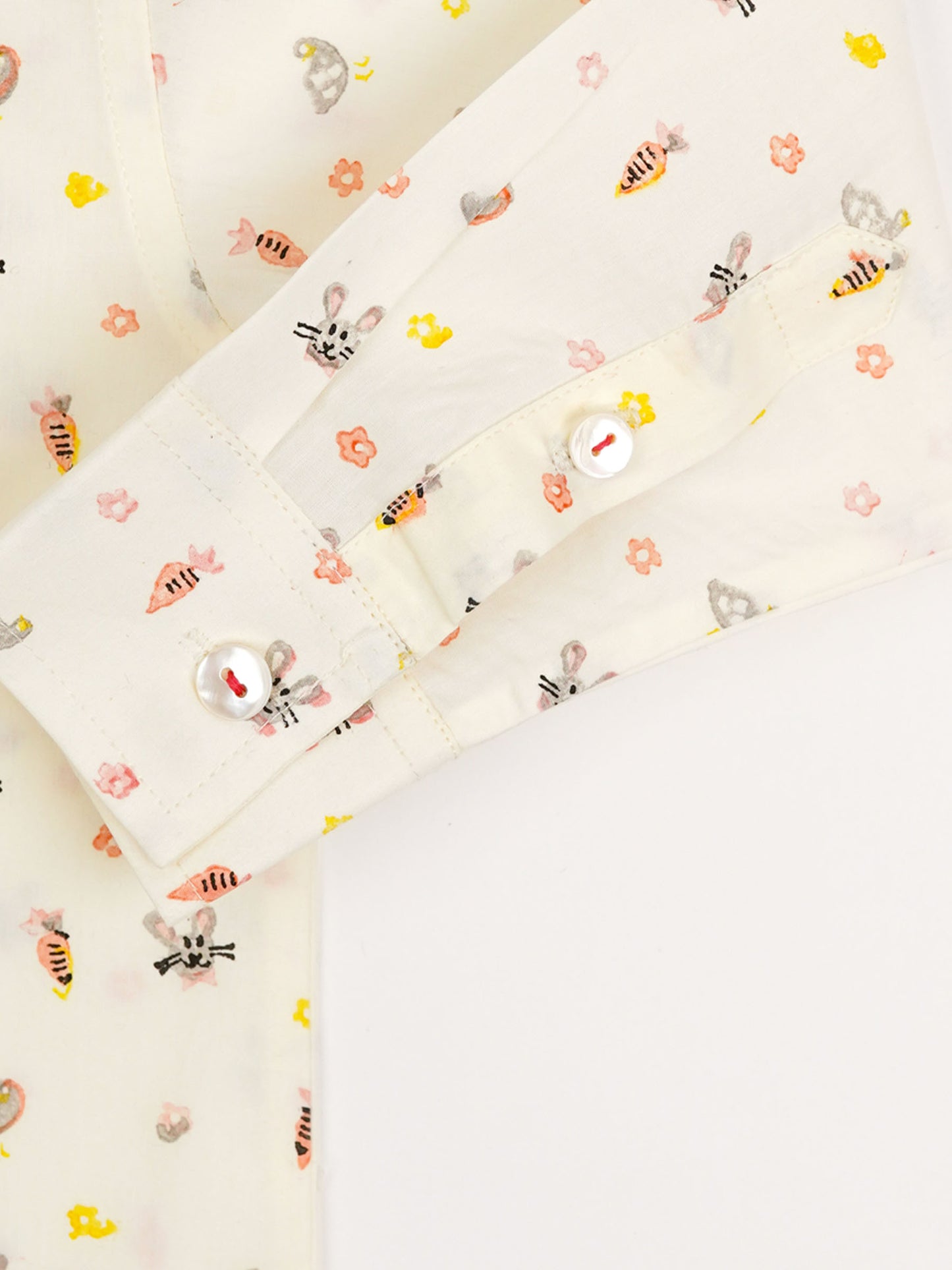 Bunny & Carrot Print Boys Collar Shirt