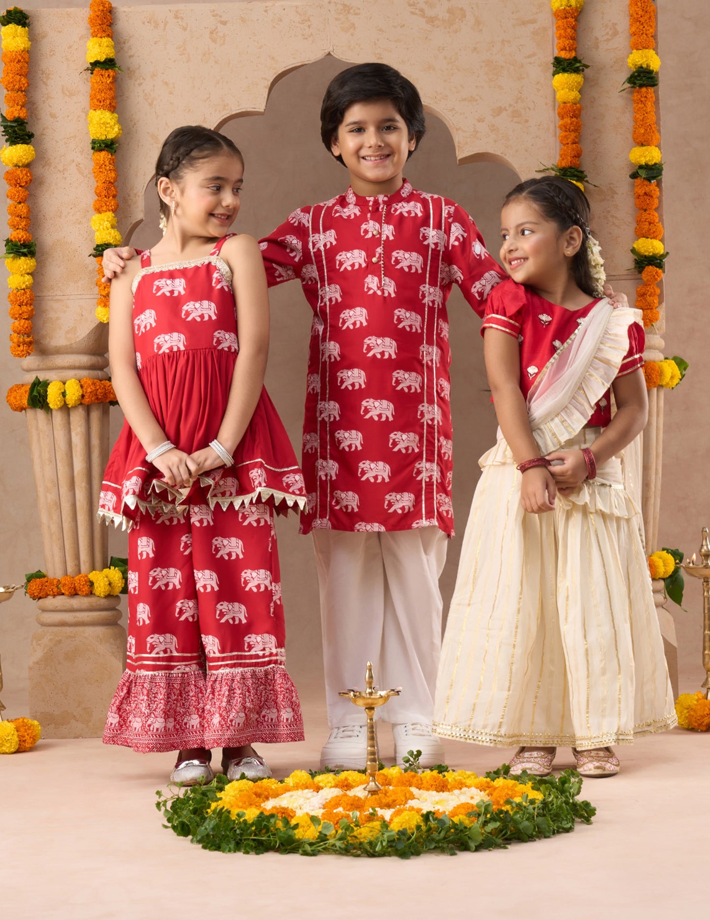 Trunk Tales Boys Red Kurta with Pant set