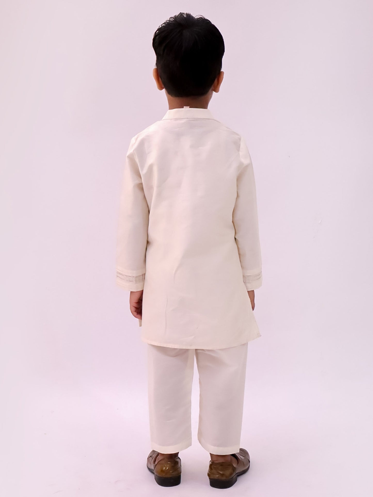 Mishti White Kurta Pyjama and Jacket For Boys