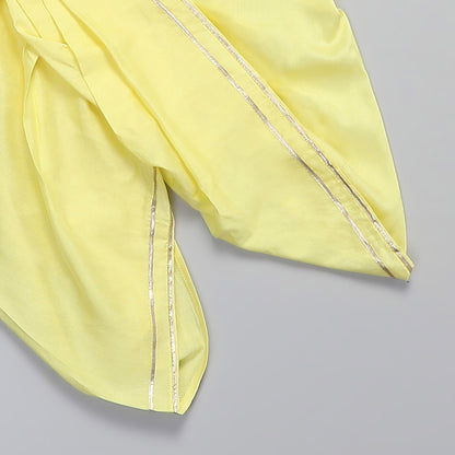 GANPATI PRINT KURTA  YELLOW DHOTI SET