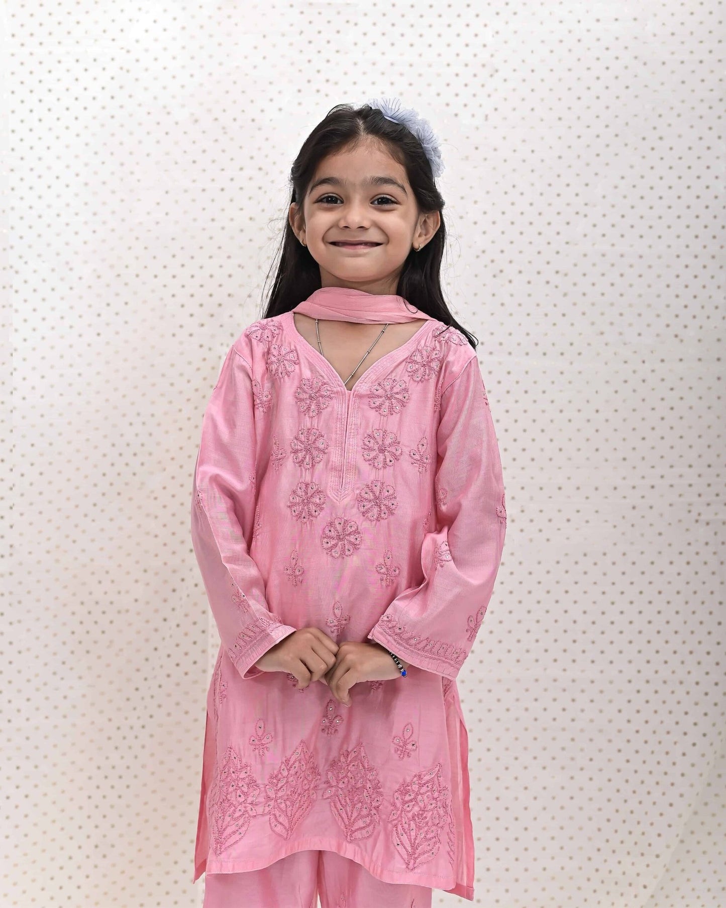 PINK CHIKANKARI SUIT SET